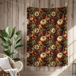 Mysigt höstblanket med Pumpkins Blommigt Elegance Fleecefilt