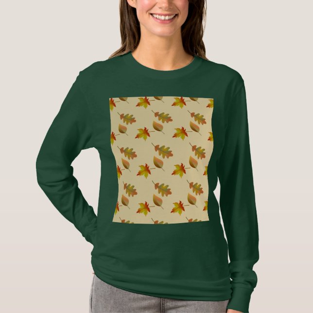 Mysigt höstmapel löv ek löv T-Shirt (Framsida)