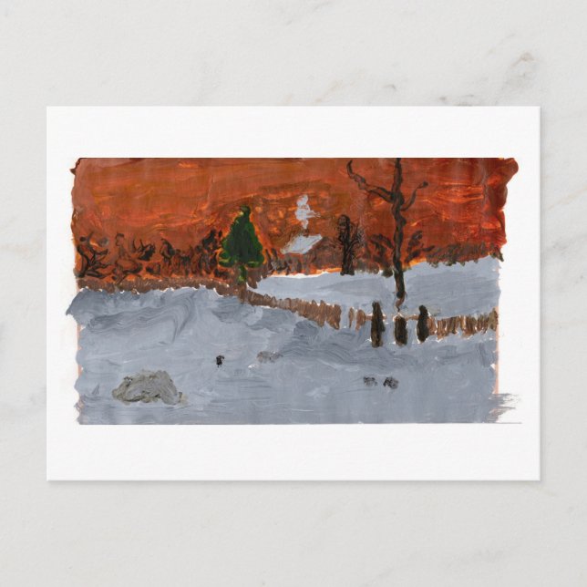 Mysigt hus i vykort för snölandskap (Framsida)