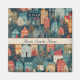 Mysigt Hygge Village Nordic FolArt, anpassningsbar Magnet