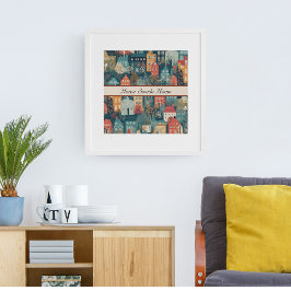 Mysigt Hygge Village Nordic FolArt, anpassningsbar Poster