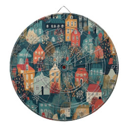 Mysigt Hygge Village Nordic Folk Art Darttavla