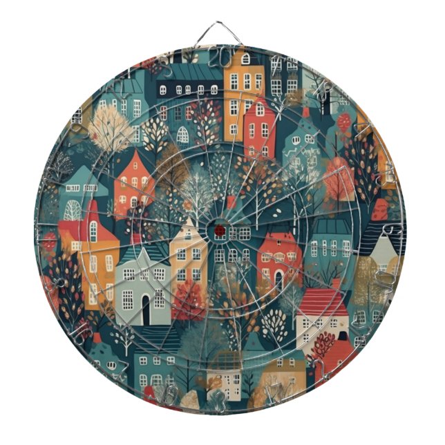 Mysigt Hygge Village Nordic Folk Art Darttavla (Framsidan)