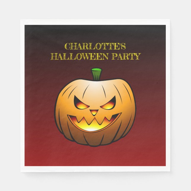 Mysigt Jack o'lantern Halloween Pumpkin Pappersservett (Framsidan)