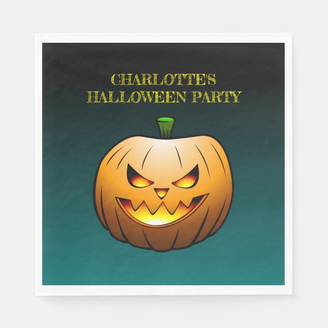 Mysigt Jack o'lantern Halloween Pumpkin Pappersservett (Framsidan)