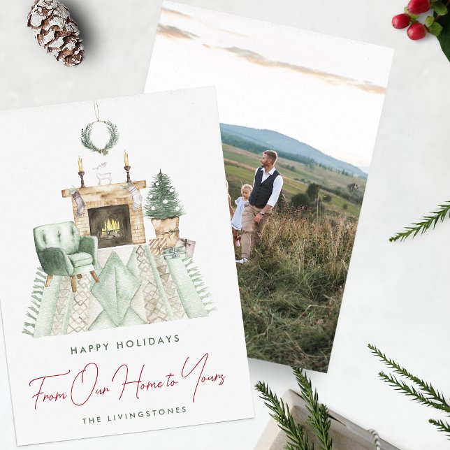 Mysigt jul från vårt hem till din Photo Holida Julkort (Skapare uppladdad)