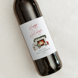 Mysigt jul-Helgdag Vinflaska Etikett