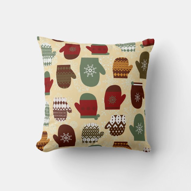 Mysigt jul Helgdag Winter Mittens Dekorativ kudde (Framsida)