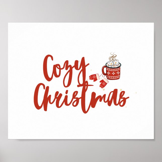 Mysigt jul: Hett Cocoa & Mittens design Poster (Framsidan)