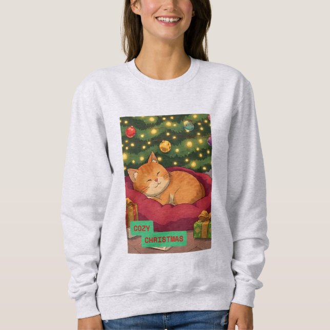 Mysigt jul med Orange Katt T Shirt (Framsida)
