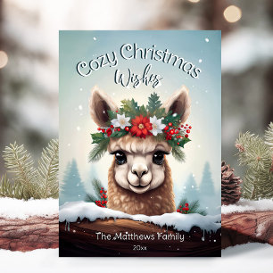 Mysigt jul Önskemål Winter Wonderland Alpaca Julkort
