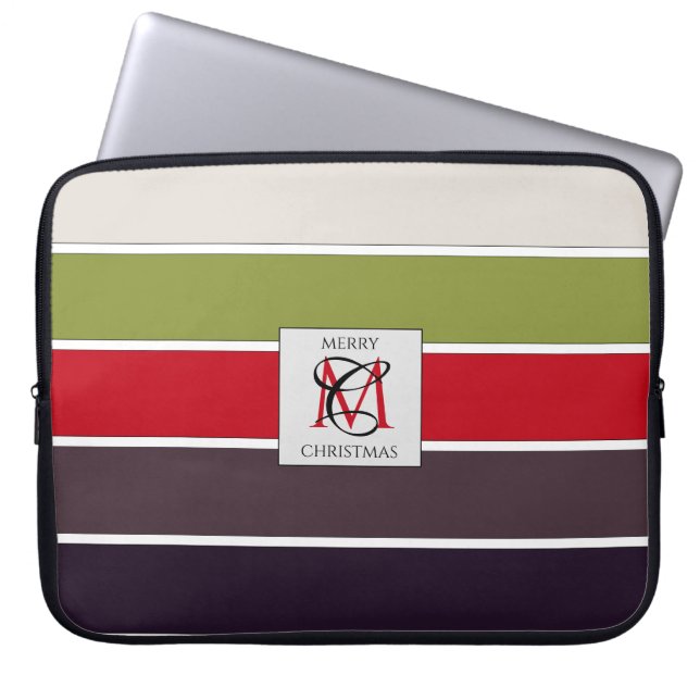 Mysigt jul Pastel Färg Palette Monogram Laptop Fodral (Framsidan)