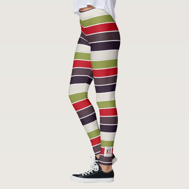 Mysigt jul Pastel Färg Palette Monogram Leggings (Vänster)