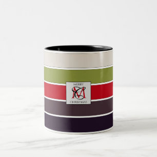 Mysigt jul Pastel Färg Palette Monogram Två-Tonad Mugg