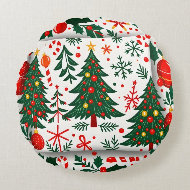 Mysigt julafton Pillow Cushion Rund Kudde (Framsidan)