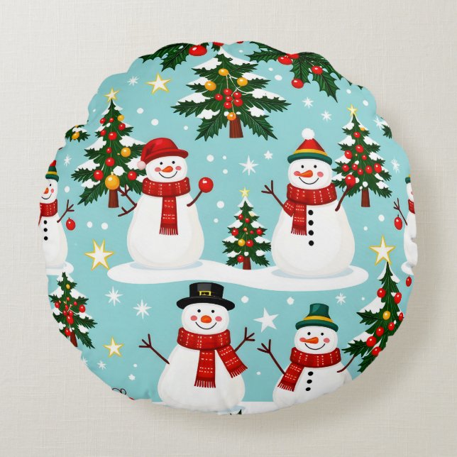 Mysigt julafton Pillow Cushion Rund Kudde (Framsidan)