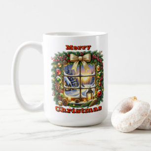 Mysigt julfönsterscen kaffemugg