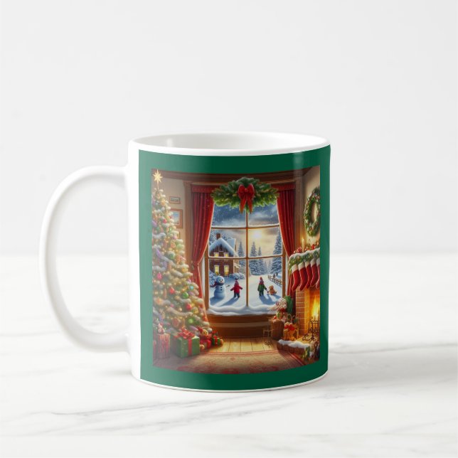 Mysigt julfönsterscen kaffemugg (Vänster)