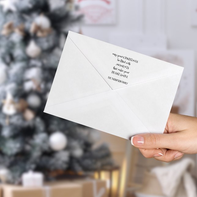 Mysigt julhälsning Namn Artsy Typografi Självfärgande Stämpel (Self inking rubber stamp with choice of ink Colors )