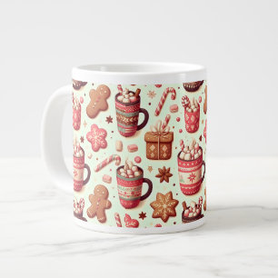 Mysigt julkaka och Gingerbröd Mönster Jumbo Mugg