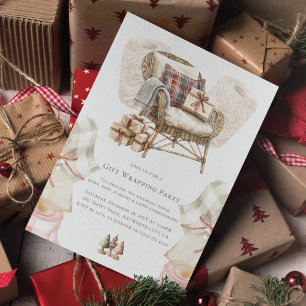 Mysigt julklapp för vattenfärg Wrapping Party Inbjudningar