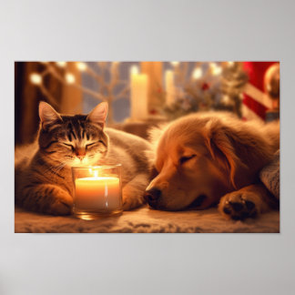 Mysigt julklapp och Hund från Candlelight - Holida Poster