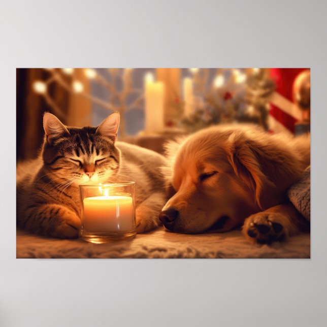 Mysigt julklapp och Hund från Candlelight - Holida Poster (Framsidan)