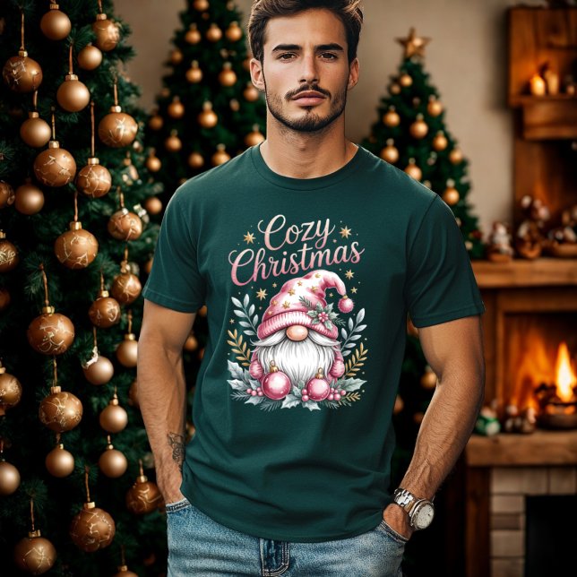 Mysigt julklapp Rosa Gnome T Shirt (Skapare uppladdad)