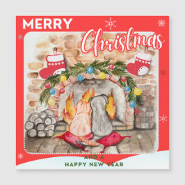 Mysigt julmantel med hund och katt