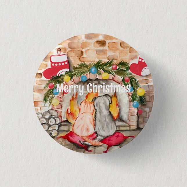 Mysigt julmantel med hund och katt knapp (Framsida)