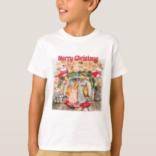 Mysigt julmantel med hund och katt t shirt