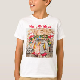 Mysigt julmantel med hund och katt t shirt