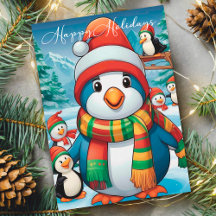 Mysigt julpenguin med Festive Scarf