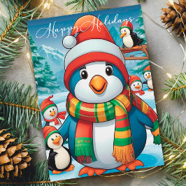 Mysigt julpenguin med Festive Scarf Julkort