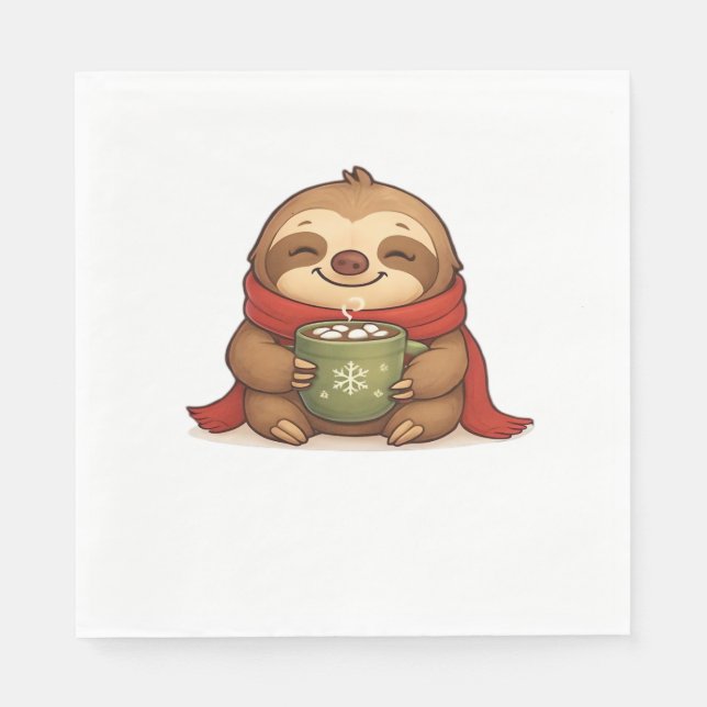 Mysigt Julslott med Hett Chocolate - Cute Win Pappersservett (Framsidan)