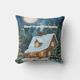 Mysigt julstuga täckt med Snö Kudde