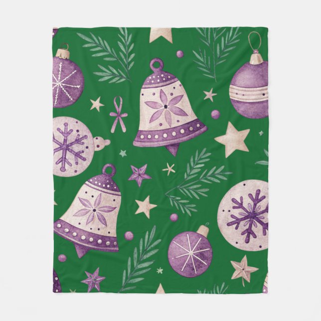 Mysigt jultomte Blanket med Lila Klockor Fleecefilt (Framsidan)