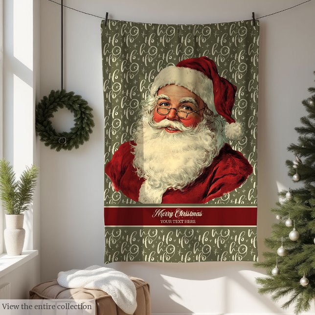 Mysigt Jultomten-Helgdag-reflexlista Fleecefilt (Cozy Old Time Santa Claus Holiday Throw Blanket)