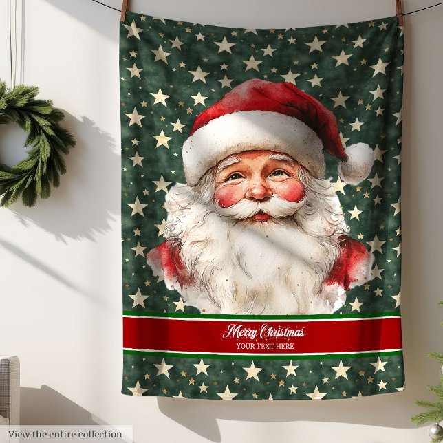 Mysigt Jultomten--julafton Fleecefilt (Cozy Watercolor Santa Claus Christmas Blanket )