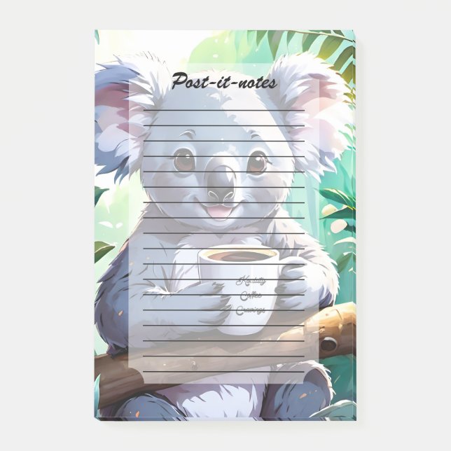Mysigt Jungle Koala Coffee Post-it Block (Framsida)