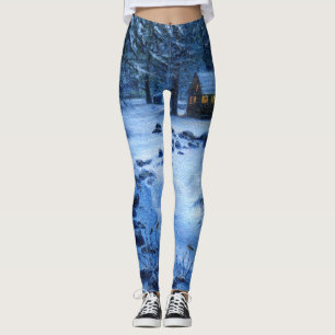 "Mysigt kabin damasker i för snön" Leggings