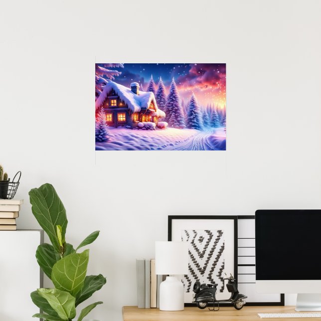 Mysigt kabin vid Poster av Winter Wonderland (Hemmakontoret)