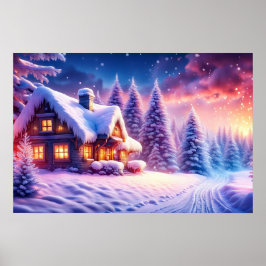 Mysigt kabin vid Poster av Winter Wonderland