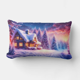 Mysigt kabin vid Winter Wonderland Lumbar Pillow Lumbarkudde