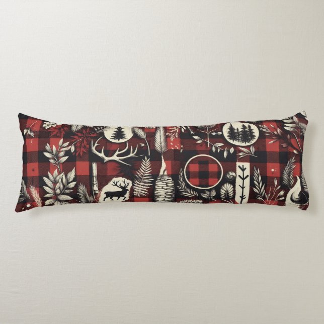 Mysigt kabintröst - Röd och svart buffel-stift Kroppskudde (Framsidan)