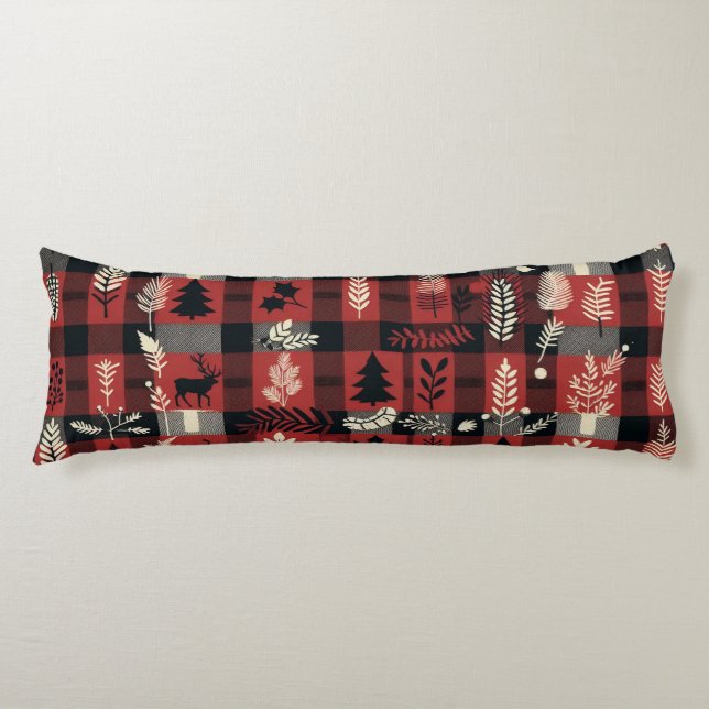 Mysigt kabintröst - Röd och svart buffel-stift Kroppskudde (Framsidan)