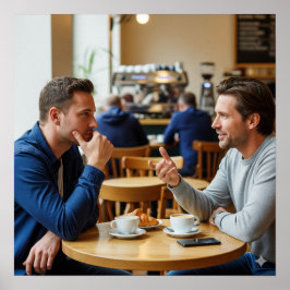 Mysigt kafékonversation poster