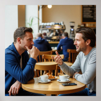 Mysigt kafékonversation poster