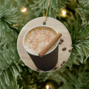 Mysigt kaffesötare Cappuccino Latte Drink Beverage Julgransprydnad Keramik