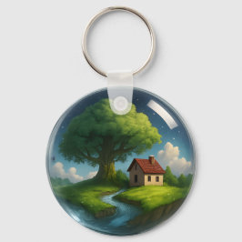 Mysigt källnyckel - Träd & River Nyckelring